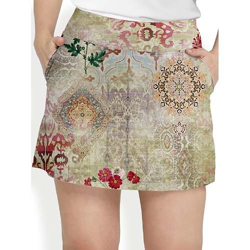 Women's Tennis Skirts Golf Skirts Breathable Quick Dry Moisture Wicking Tennis Clothing Golf Apparel Regular Fit 2 in 1 Golf Tee Pocket Printed Summer Tennis Golf Pickleball