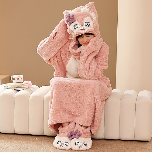 Adults' Kigurumi Pajamas Nightwear Camouflage Fox Animal More Costumes Animal Onesie Pajamas One Piece Flannel Fabric polyester fibre Cosplay For Men and Women Masquerade Animal Sleepwear Cartoon