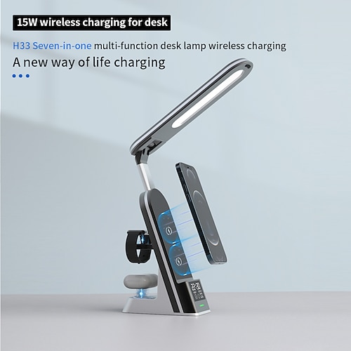 7-In-1 Wireless Charging Desk Lamp Multifunctional Eye Protection LED Foldable Mobile Phone Wireless Charging Desk Lamp