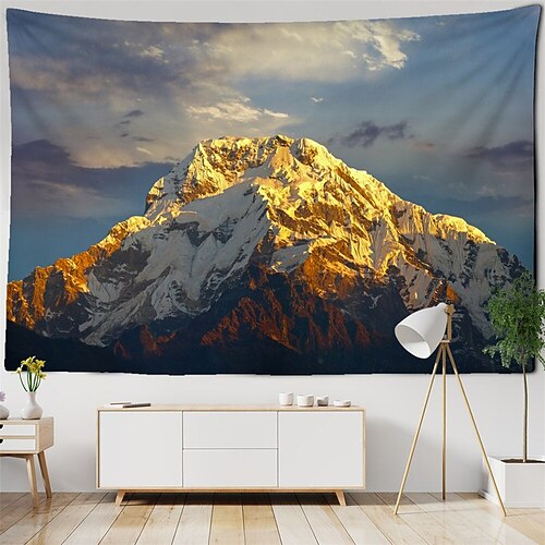 Sunshine Snow Mountain Hanging Tapestry Wall Art Large Tapestry Mural Decor Photograph Backdrop Blanket Curtain Home Bedroom Living Room Decoration