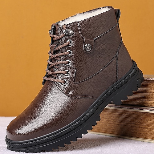 Men's Boots Motorcycle Boots Retro Work Boots Walking Casual Daily PU Comfortable Booties / Ankle Boots Loafer Black Brown Spring Fall