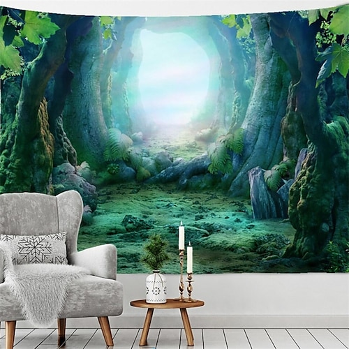 Forest Cave Hanging Tapestry Wall Art Large Tapestry Mural Decor Photograph Backdrop Blanket Curtain Home Bedroom Living Room Decoration