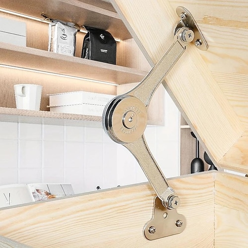 1pc Safety Lid Support Cabinet Cupboard Furniture Door Lift Stay Support Hinge Damper for Cabinets Kitchen Chest 40lb, Support Up To 20KG , Opening Angle 75°/90°/110°, Hinge Cupboard Kitchen Hinges
