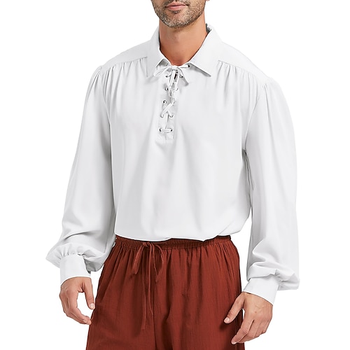 Pirate Shirt Men Renaissance Faire Costume Medieval Victorian Shirt Vampire Gothic Steampunk Costume Halloween Cosplay Tops