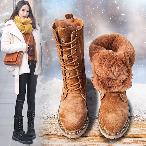 Women's Boots Biker boots Cowboy Boots Sweater Boots Outdoor Daily Platform Flat Heel Punk Vintage Industrial Style Suede Black Camel Green