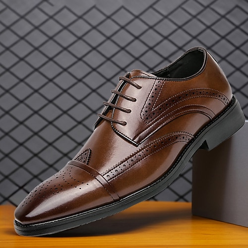 Men's Boots Retro Brogue Dress Shoes Walking Casual Daily Leather Comfortable Booties / Ankle Boots Loafer Black Brown Spring Fall