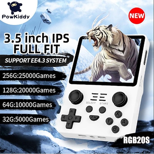 POWKIDDY RGB20S with Built-in Games,3.5 Inch IPS Screen Game Player, Christmas Gifts for Children's Friends