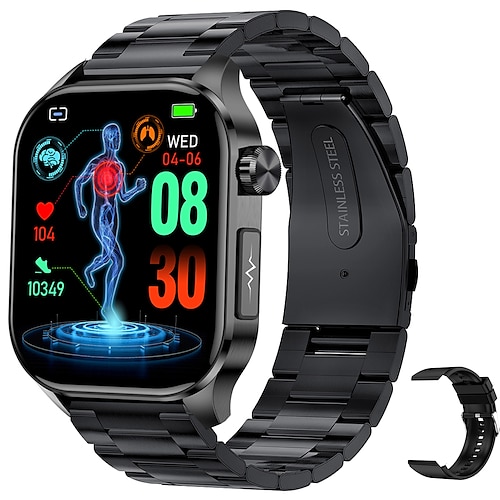 iMosi et580 Smart Watch 2.04 inch Smartwatch Fitness Running Watch Bluetooth ECGPPG Pedometer Call Reminder Compatible with Android iOS Women Men Long Standby Waterproof Media Control IP68 38mm