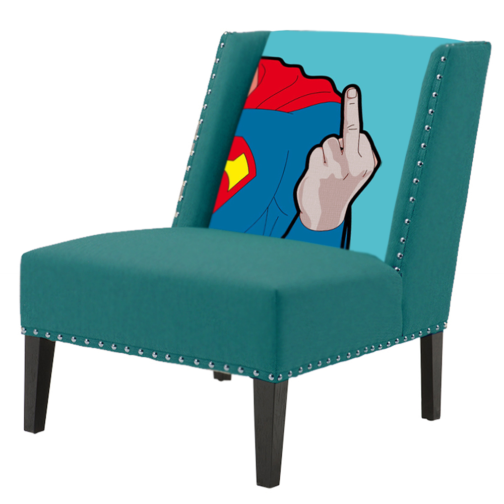 FUN Armchair Superman fuck off Turquoise Дизайнерское кресло с цветным принтом