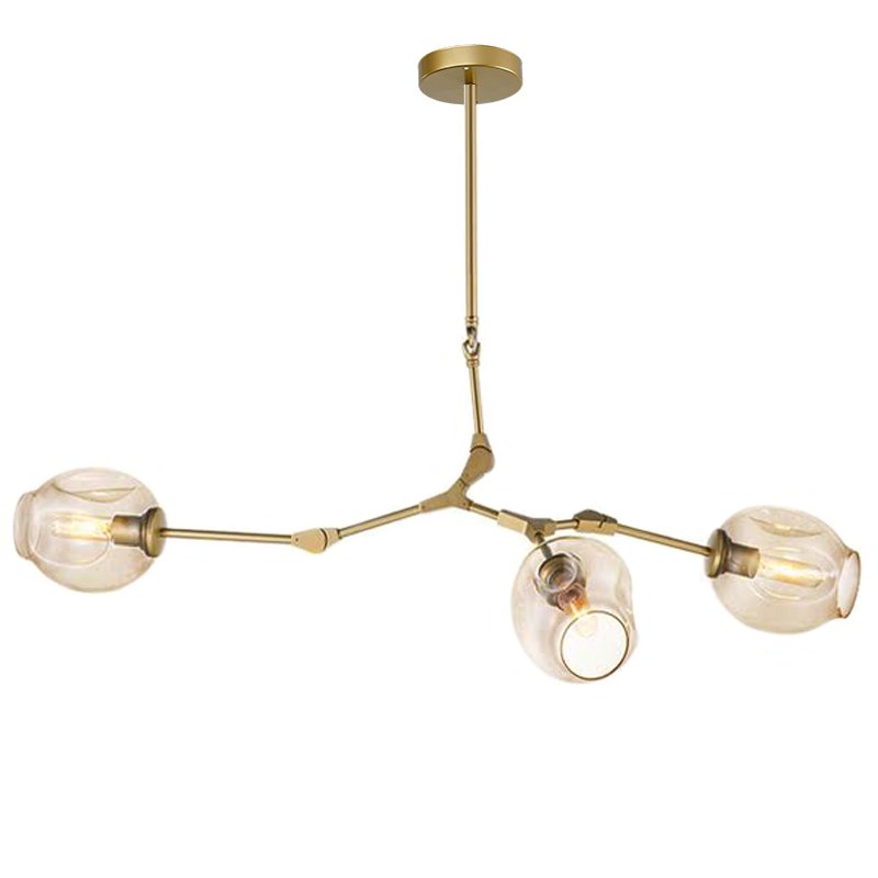 Люстра Сrumpled Glass Bubble Chandelier Gold 3 плафона