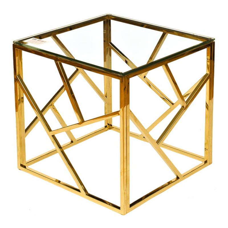 Приставной стол Serene Furnishing Gold Clear Glass Top Side Table