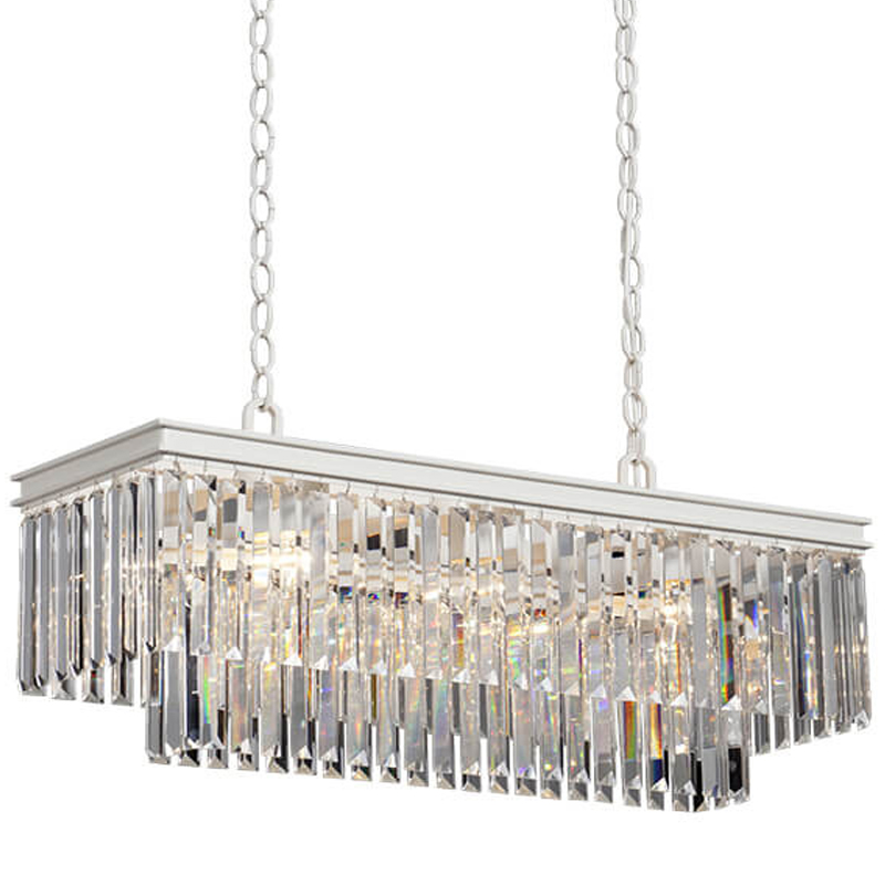 Люстра RH 1920s Odeon Clear Glass Rectangular Chandelier  White iron Длина 80