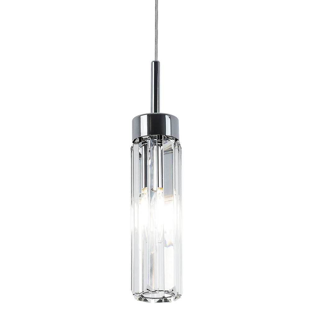 Подвесной светильник с плафоном из хрусталя Fernand Glass Chrome Hanging Lamp