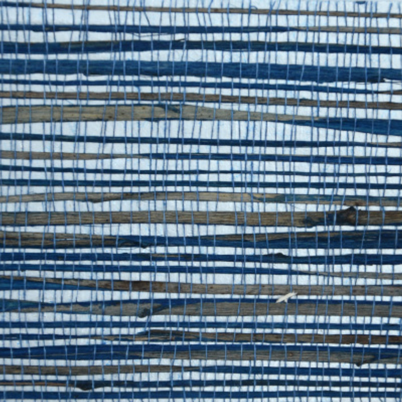 Обои-Соломка из Рафии Синий цвет Raffia Wallpaper Blue II