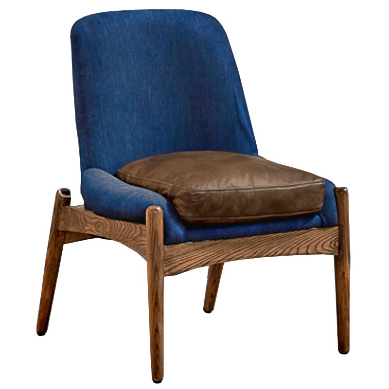 Кресло NAXOS CHAIR BLUE Leather and linen