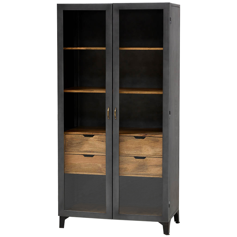 Шкаф металлический в стиле лофт с деревянными ящиками Russell Cabinet