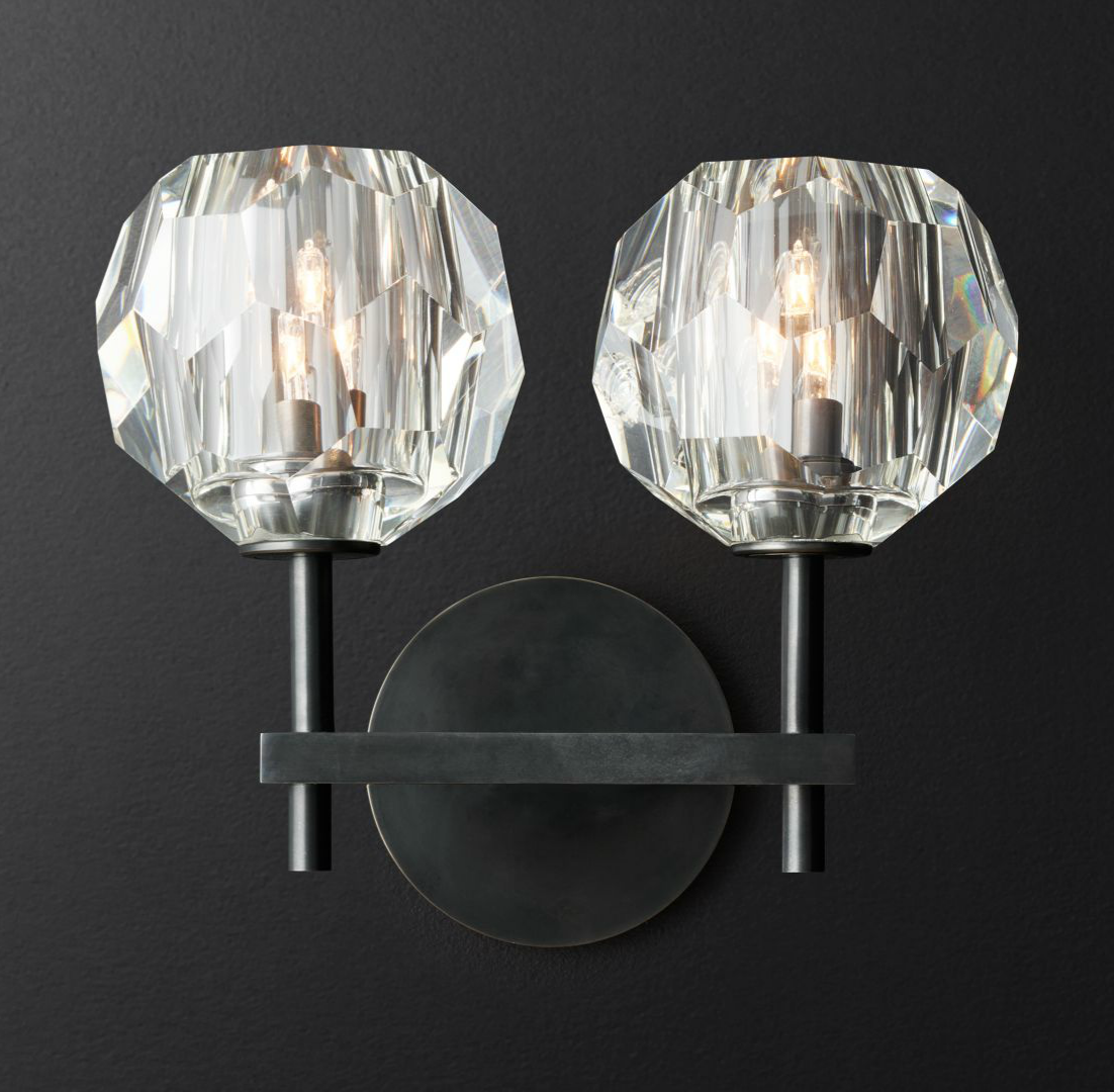 Бра Бра RH Boule de Cristal Double Sconce Black