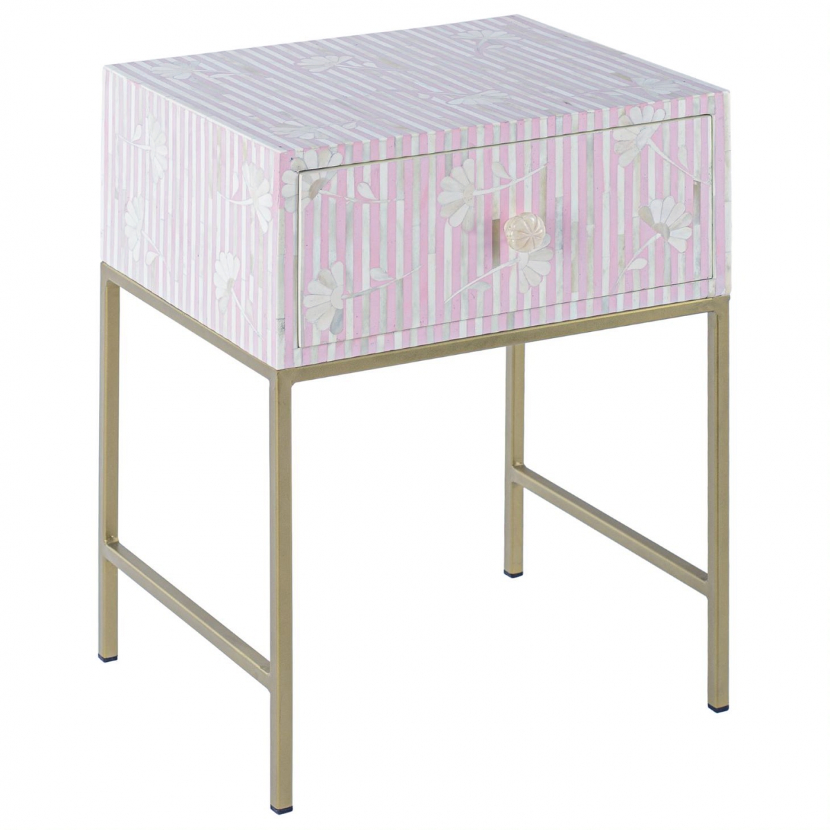 Тумбочка Pink Flower Indian Bone Inlay nightstand