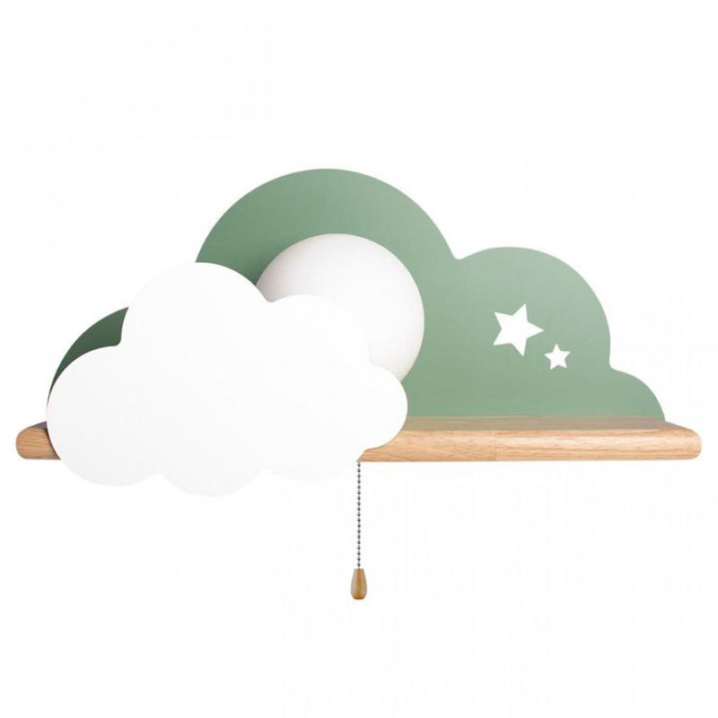 Бра с полкой зелёное Облако Wall Lamp Green Cloud