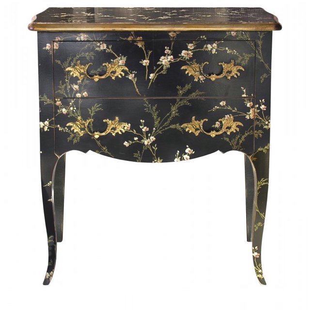 Комод L.XV CHEST OF DRAWERS Black fleurettes