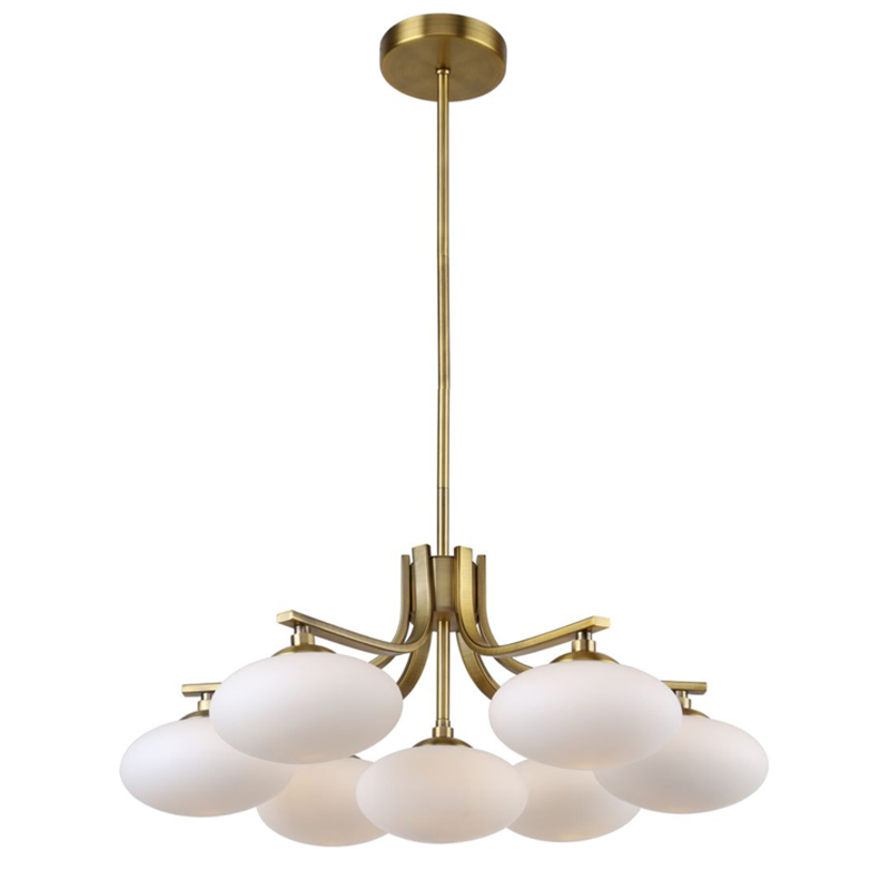 Oval Balls Mushrooms Chandelier 7 Brass