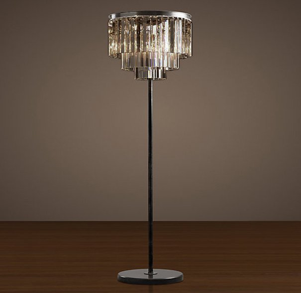 Лофт Торшер RH 1920S ODEON Clear Glass Flor Lamp SMOKE