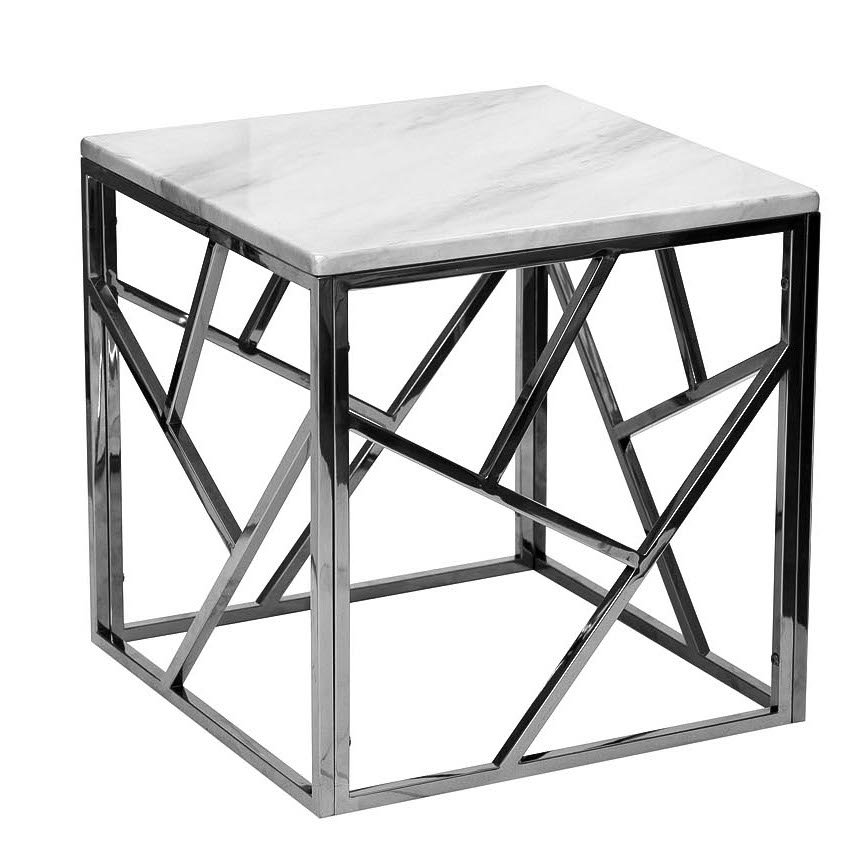   Loft Concept Приставной стол Serene Furnishing Chrome Marble Top Side Table