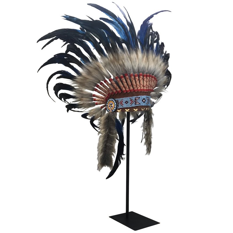 War bonnet Индейский венец из перьев темно-синий