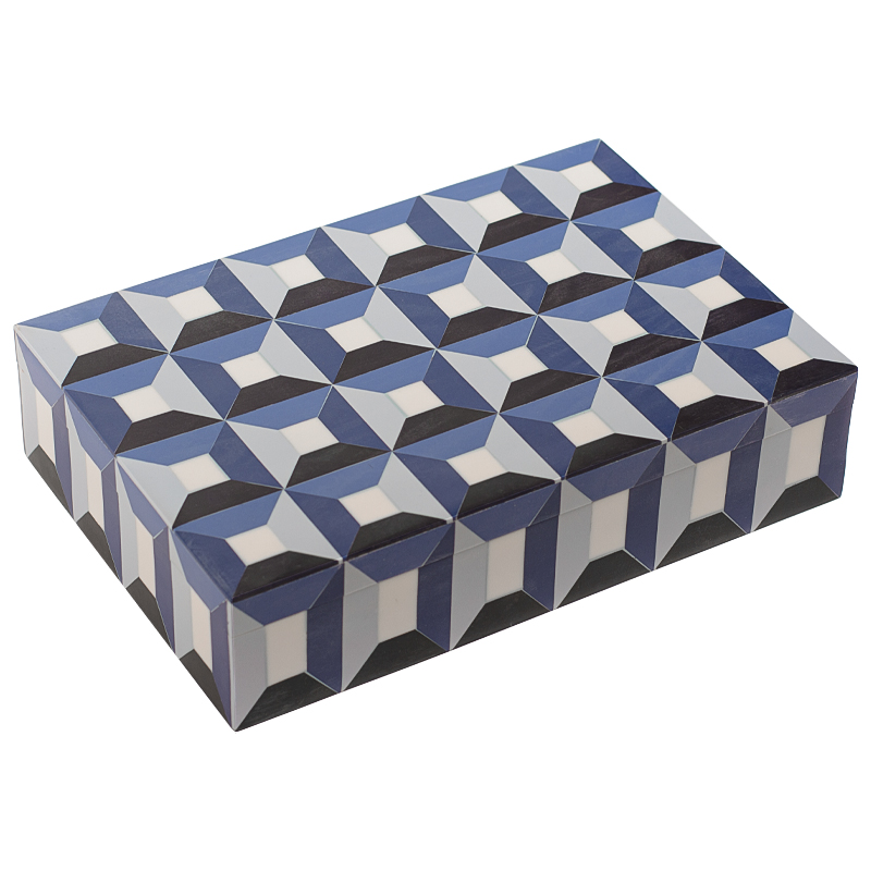 Шкатулка Squares Blue Bone Inlay Box