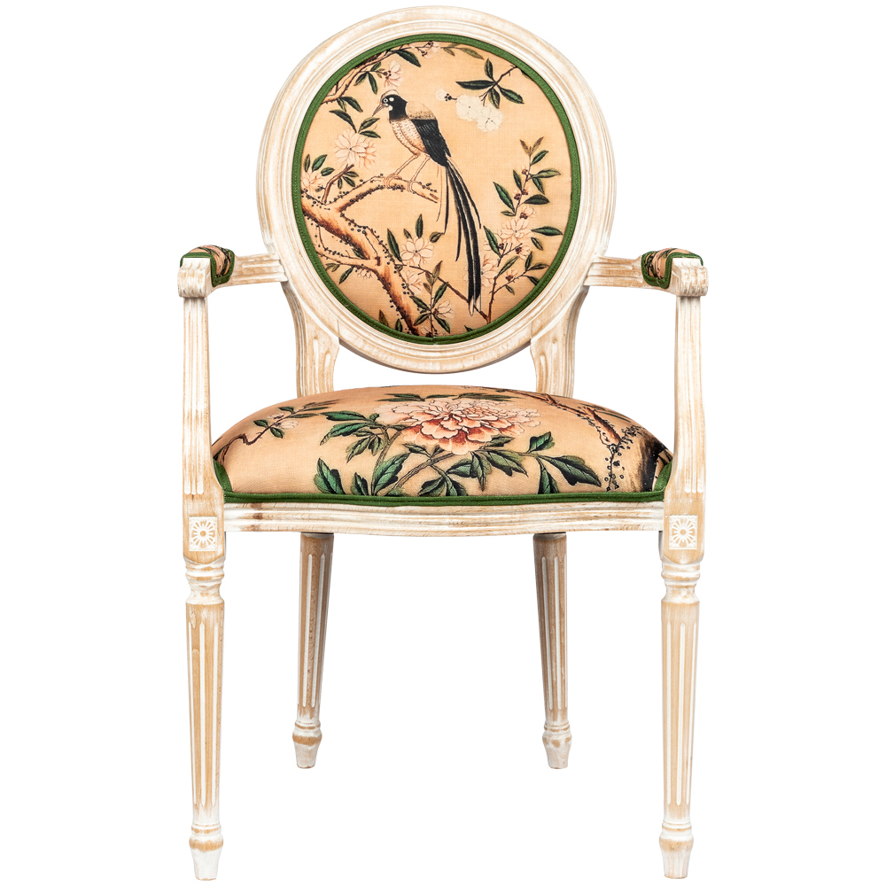 Кресла с рисунком  Loft Concept Стул с подлокотниками Beige and Green Chinoiserie Chair