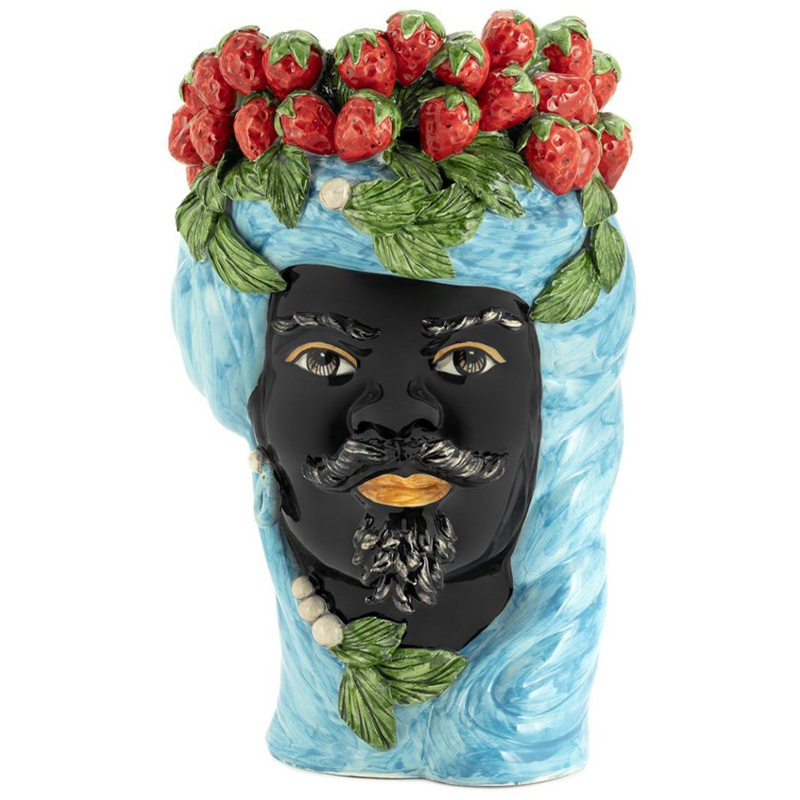 Ваза Vase Strawberries Head Man Azure