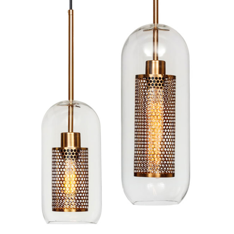 Perforation  Pendant Lamp Gold Oval