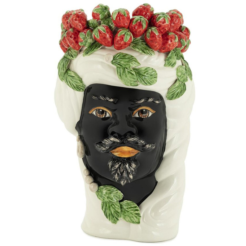 Ваза Vase Strawberries Head Man White