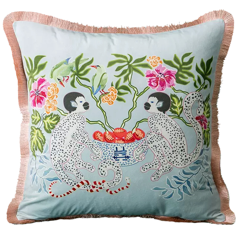 Декоративная подушка Two Monkeys on Blue Cushion