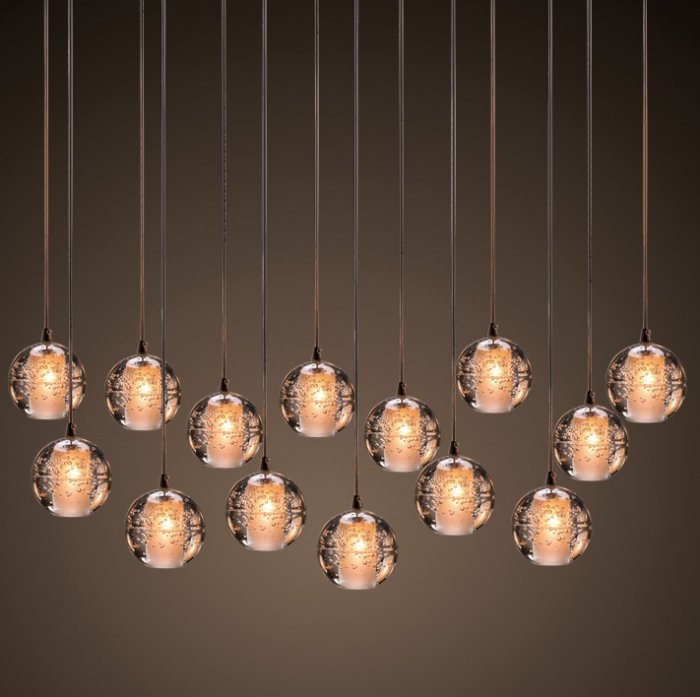 Люстра Bocci 14.14 Rectangle Pendant Chandelier Led Crystal Glass на прямоугольной планке