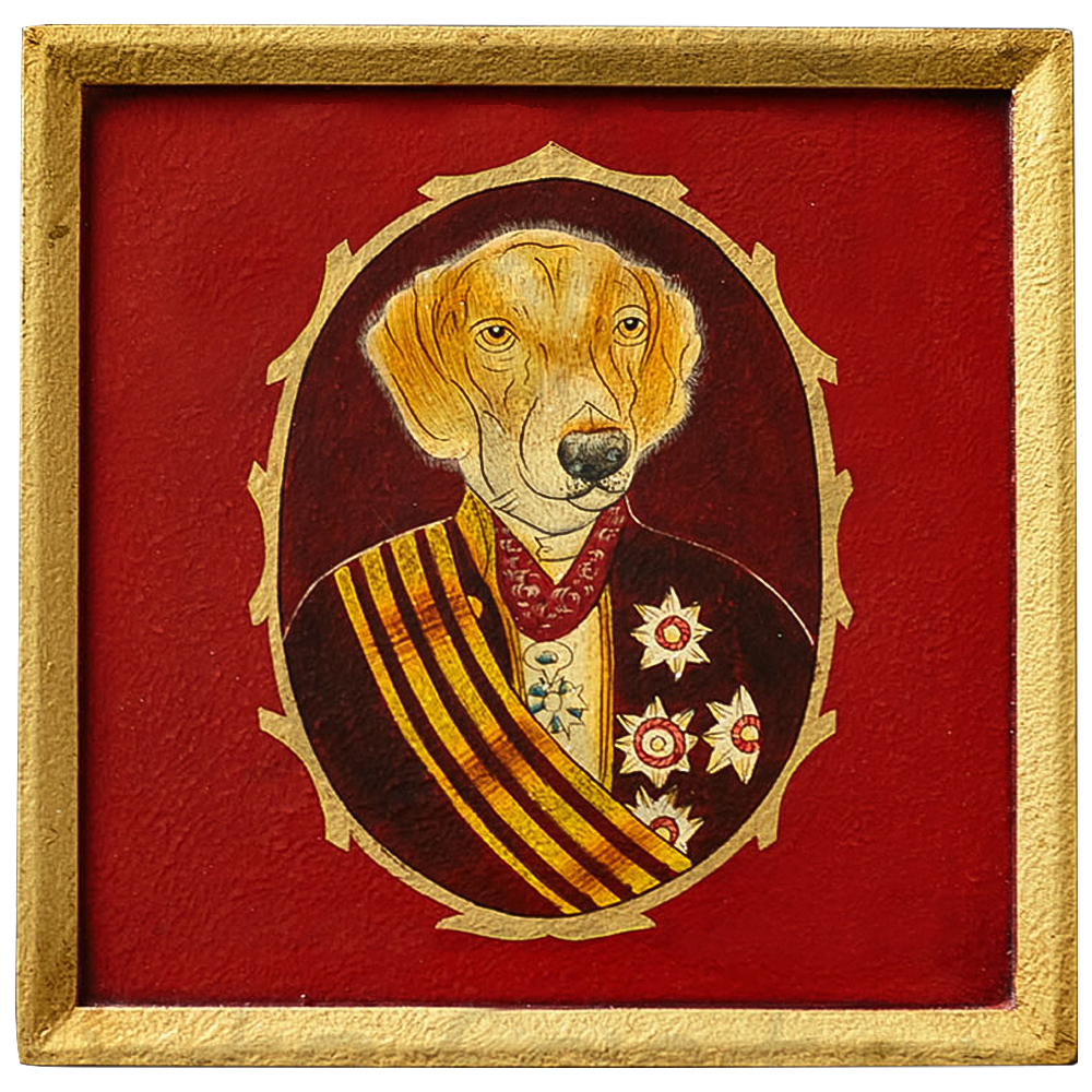 Постеры и Картины  Loft Concept Картина в квадратной раме Chinoiserie Labrador Dog Red Portrait