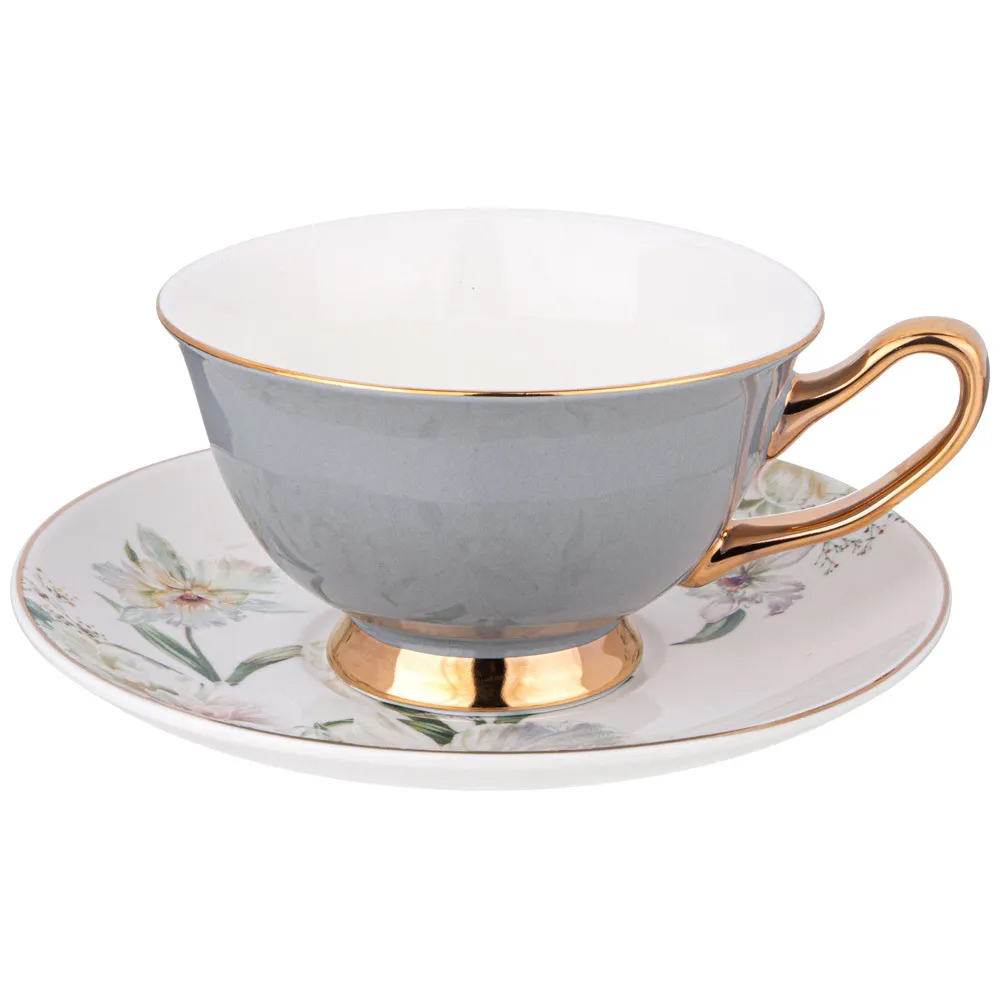 Чайная пара из фарфора 200 мл Grey Tea Porcelain Set