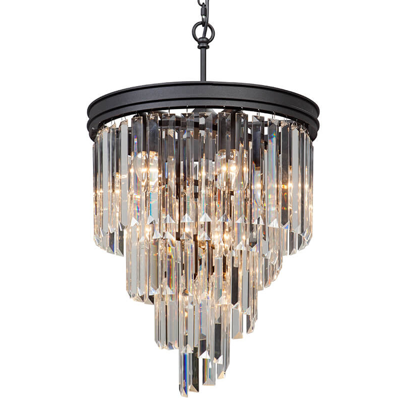 Люстра Odeon Chandelier Helix Black каскад прозрачное стекло  D 48