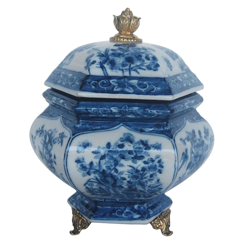 Шкатулка с крышкой с орнаментом Blue Ornament