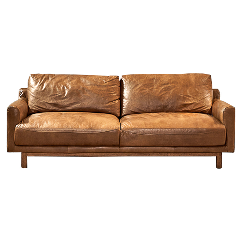 Диван Caramel Leather & Wood Triple Sofa