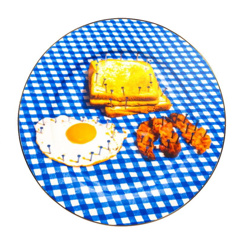 Тарелка Seletti Porcelain Plate Breakfast Gold Border