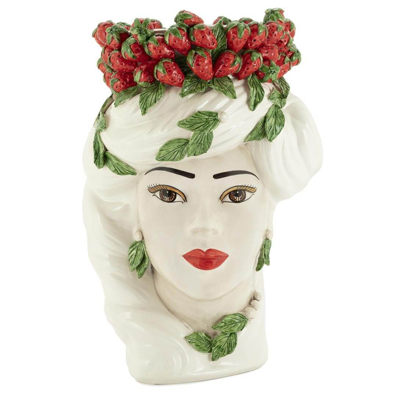 Ваза VASE STRAWBERRIES HEAD LADY BIG White