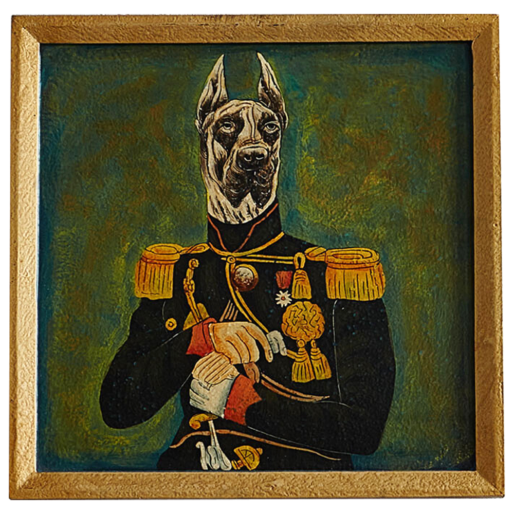 Постеры и Картины Картина в квадратной раме Chinoiserie Great Dane Dog Portrait
