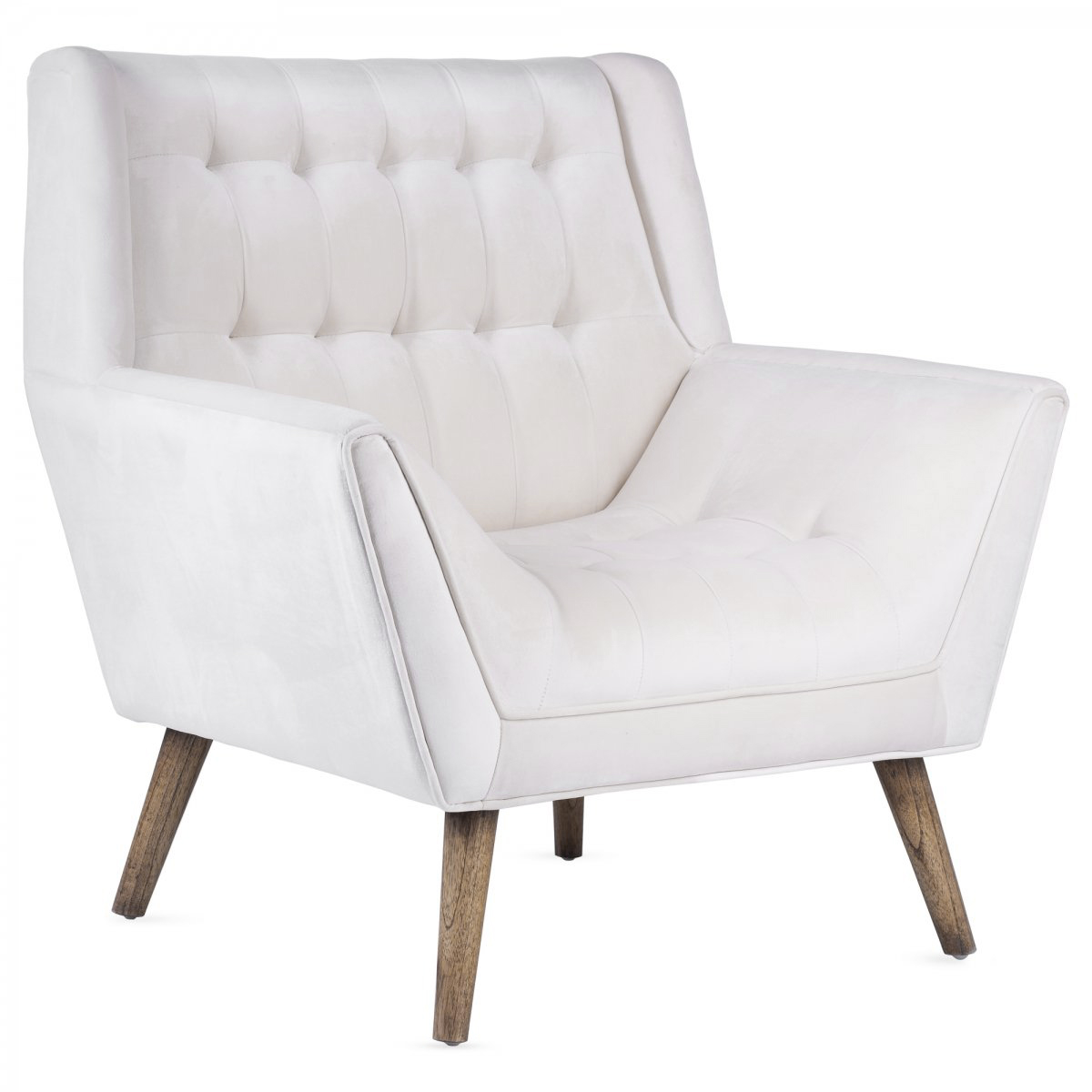 Кресло Danish Modern Armchair Tufted Accent белый велюр