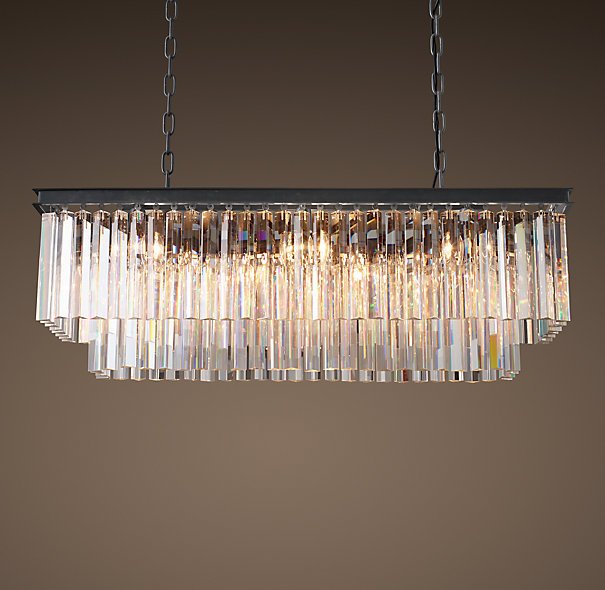 Люстра RH 1920s Odeon Clear Glass Fringe Black iron 90