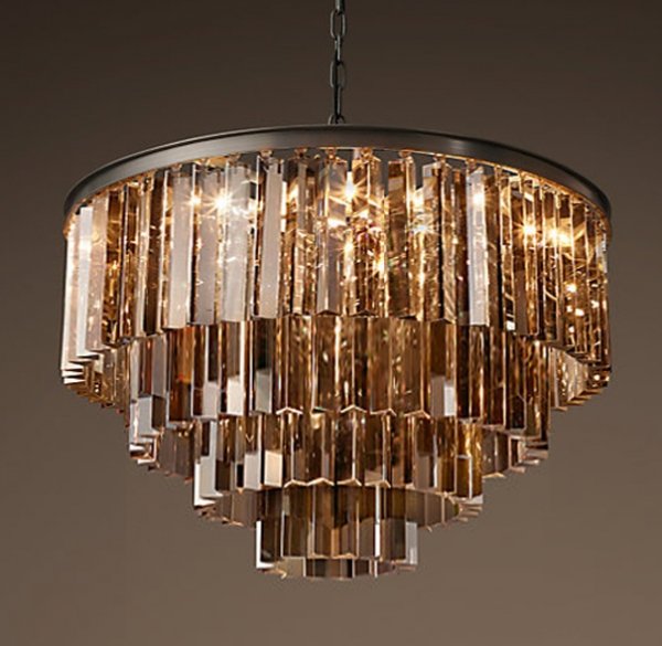 Люстра RH 1920s Odeon Smoke Glass Fringe Chandelier -60