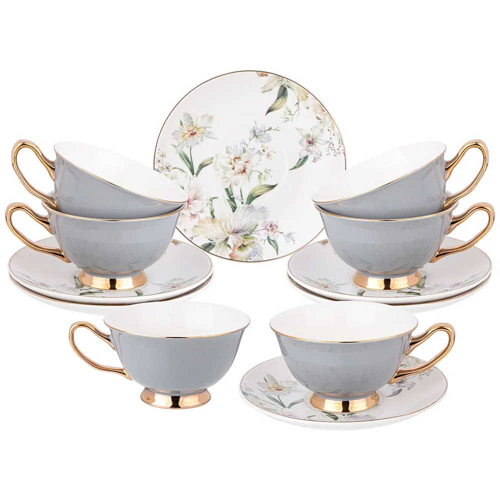 Чайный набор из фарфора на 6 персон Grey Tea Porcelain Set