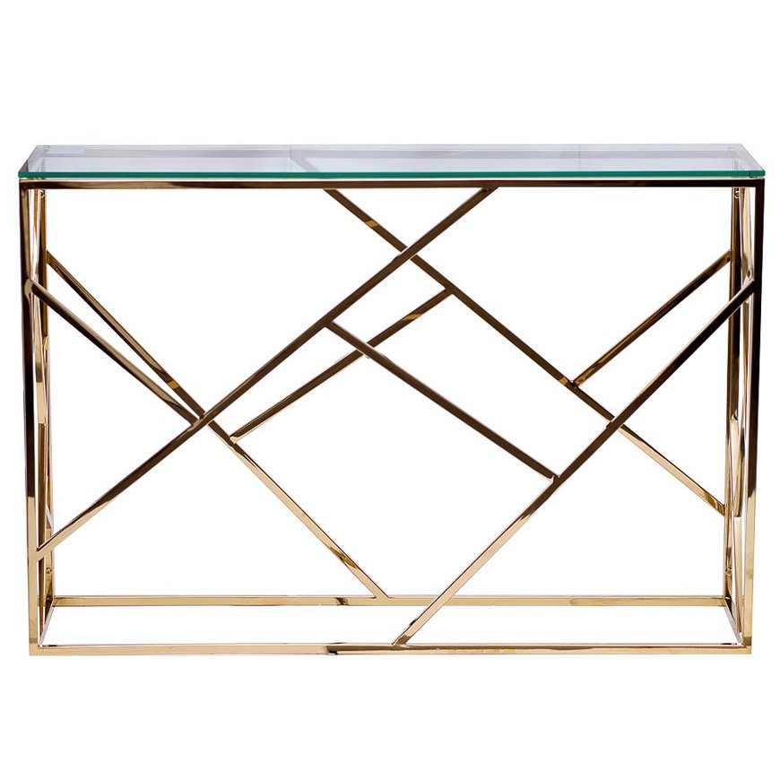 Консоль Serene Furnishing Gold Clear Glass Top Console