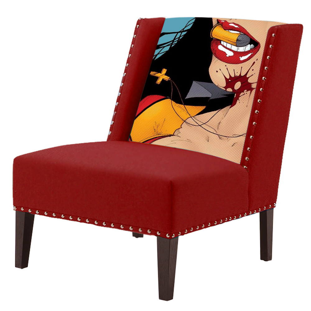 Кресла с рисунком FUN Armchair Super woman Red Дизайнерское кресло с цветным принтом