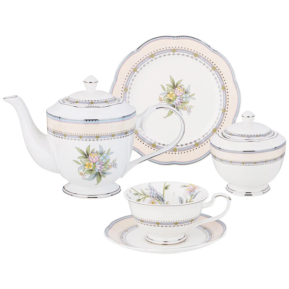 Чайный сервиз из фарфора на 6 персон 20 предметов Tea Flower Set